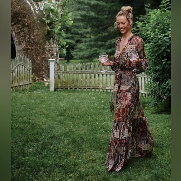 Veronica Beard Isra Multiprint Silk Maxi Dress - Picture 3 of 8